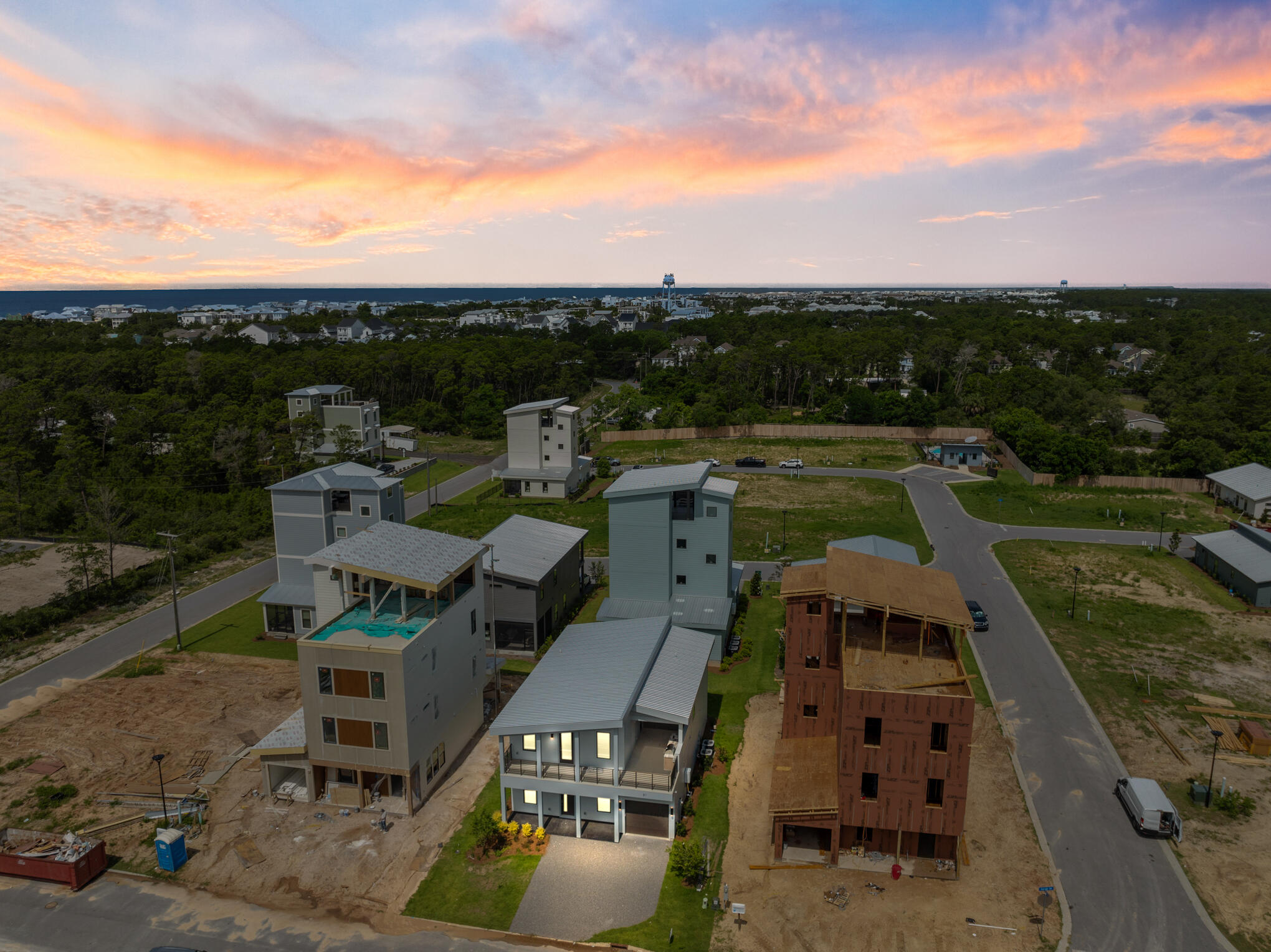 11 Sarah St Inlet Beach, Unit LOT 20 Inlet Beach, FL 32461 - Photo 34 of 49 Dusk Aerial