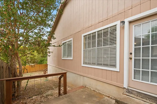 a view of a wooden door