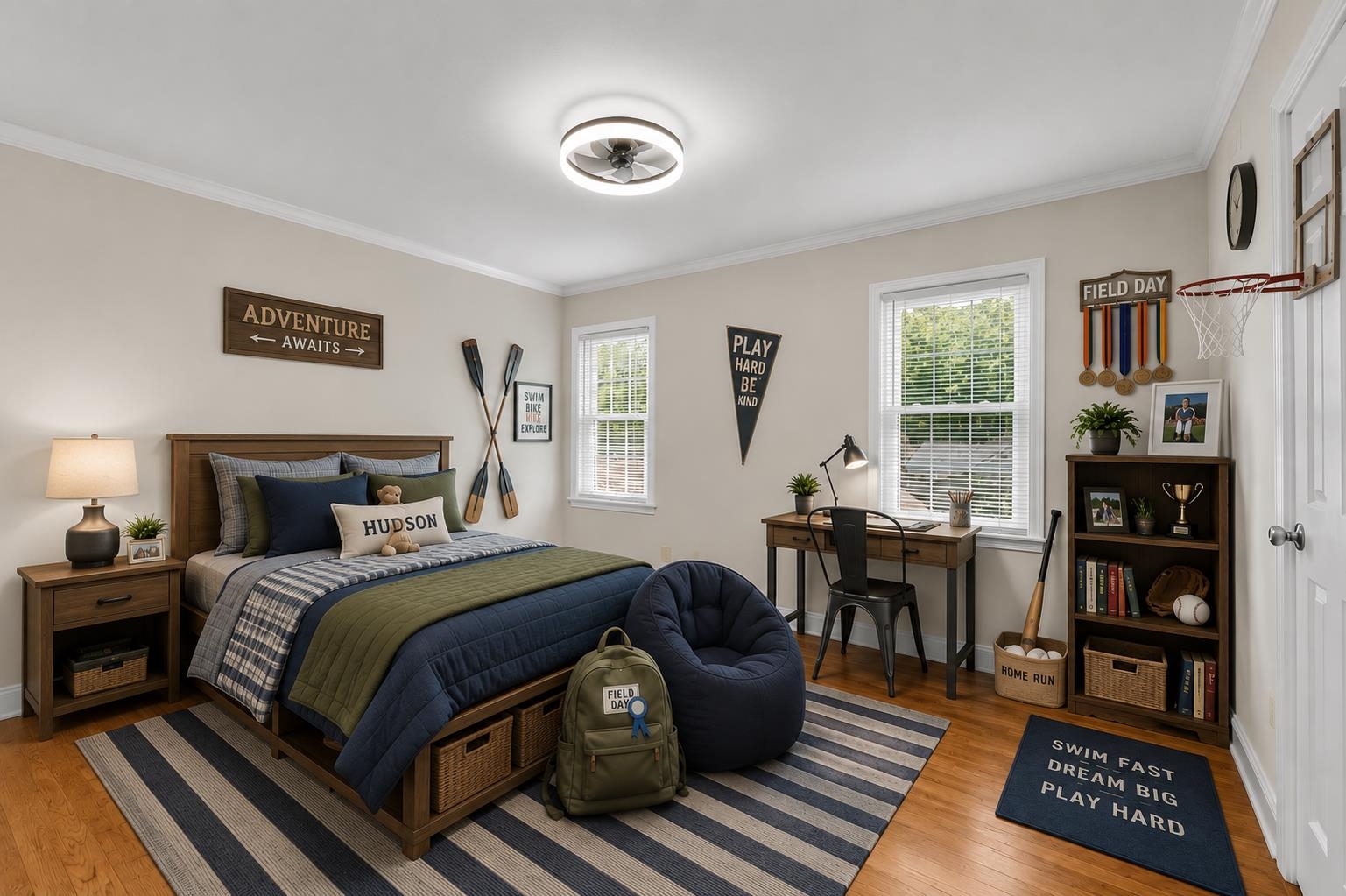 2218 Riverdale Road Germantown, TN 38138 - Photo 24 of 40 Bright third bedroom with hardwood floors, large windows, and flexible space. This photo has been virtually staged.