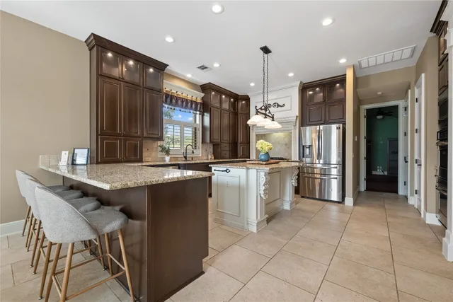 a kitchen with cabinets and counter space