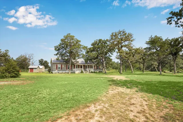 a big yard with lots of trees and plants