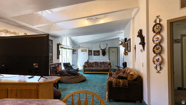 7500 Spring Canyon Road Helper, UT 84526 - Photo 81 of 83 Carpeted living room featuring vaulted ceiling