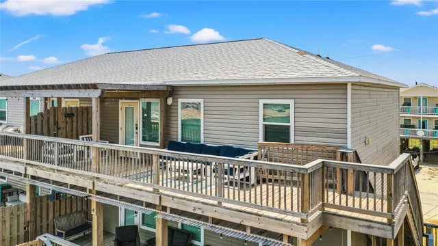 a building outdoor space with patio furniture