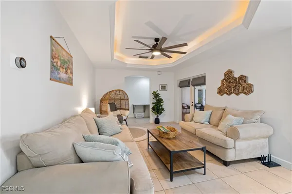 a living room with furniture