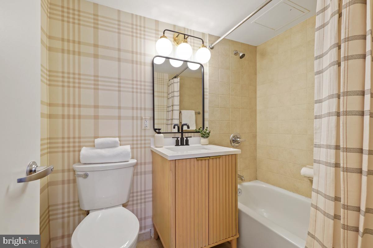 800 4th Street Southwest, Unit N301 Washington, DC 20024 - Photo 24 of 31 a bathroom with a sink a toilet and shower