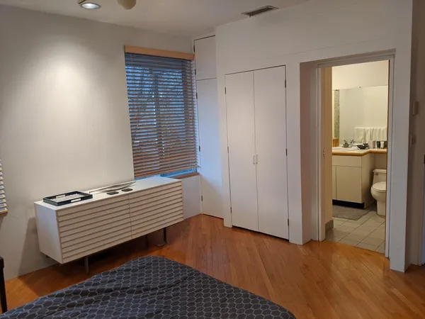 a view of room with yard and wooden floor