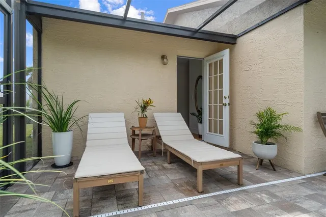 a outdoor space with furniture