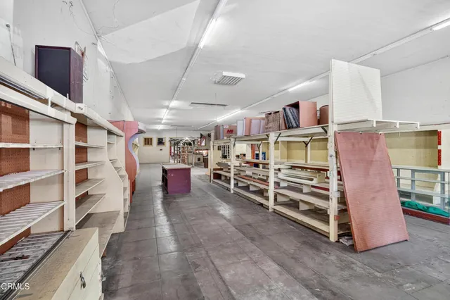 a view of a room with racks