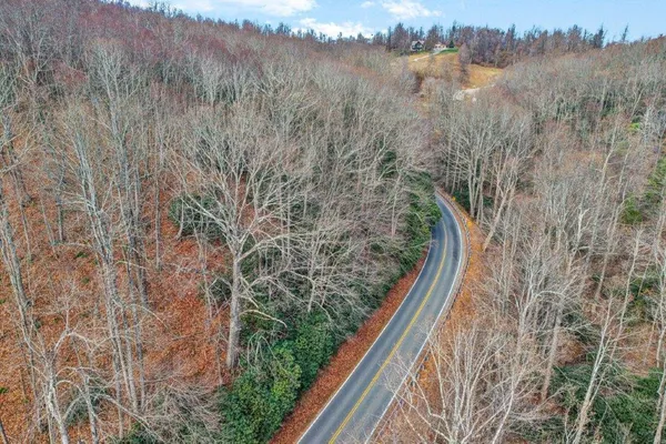 a view of a lake with a yard and large trees