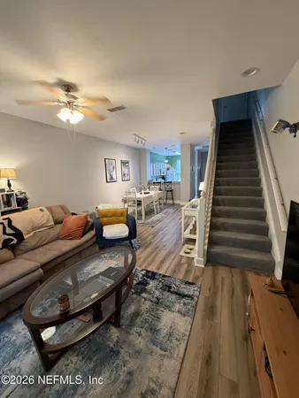 a living room with furniture