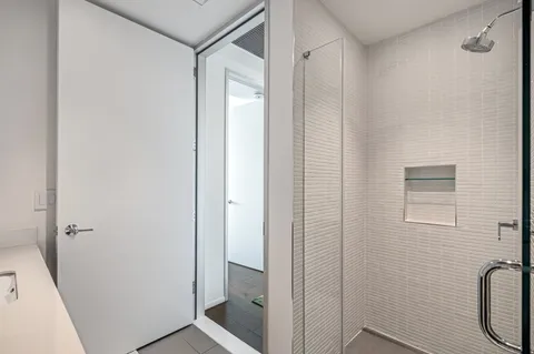 a view of a bedroom from a balcony