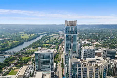 a view of a city with tall buildings