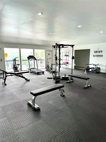 a view of a room with gym equipment