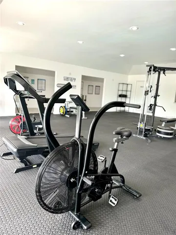 a room with gym equipment