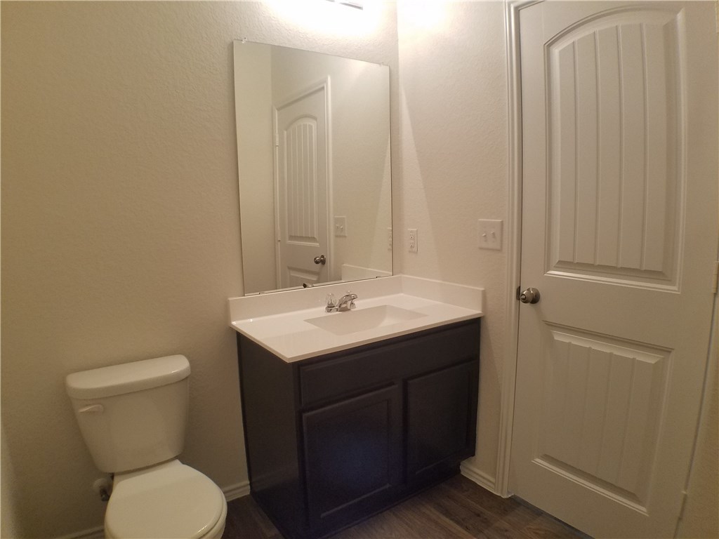 15016 Harkness Pass Austin, TX 78725 - Photo 19 of 25 a bathroom with a toilet a sink and mirror