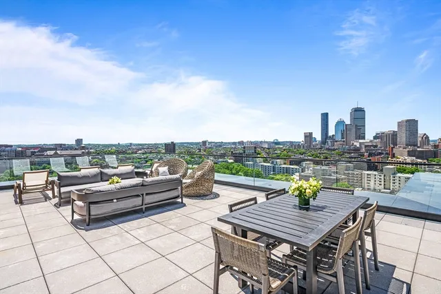 a view of a terrace with sitting area