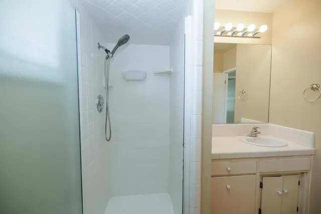 a view of a backyard with sitting area