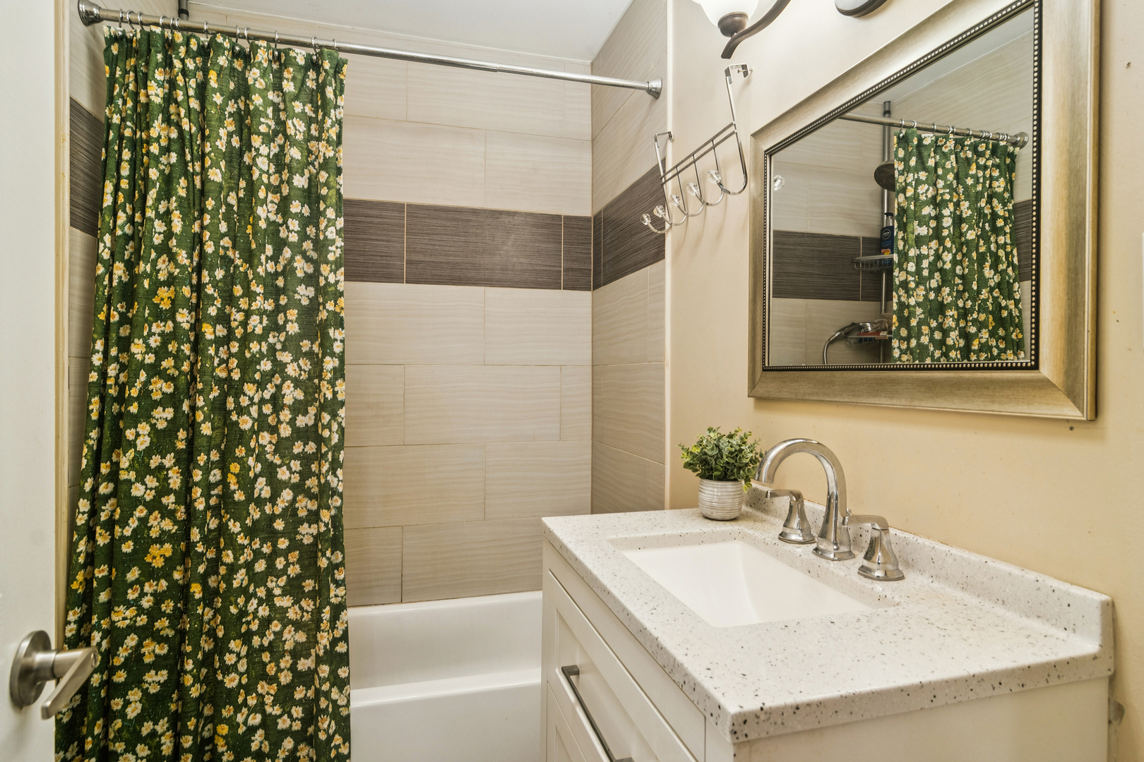 23543 North Park Road Lake Zurich, IL 60047 - Photo 12 of 15 a bathroom with a granite countertop sink and a shower