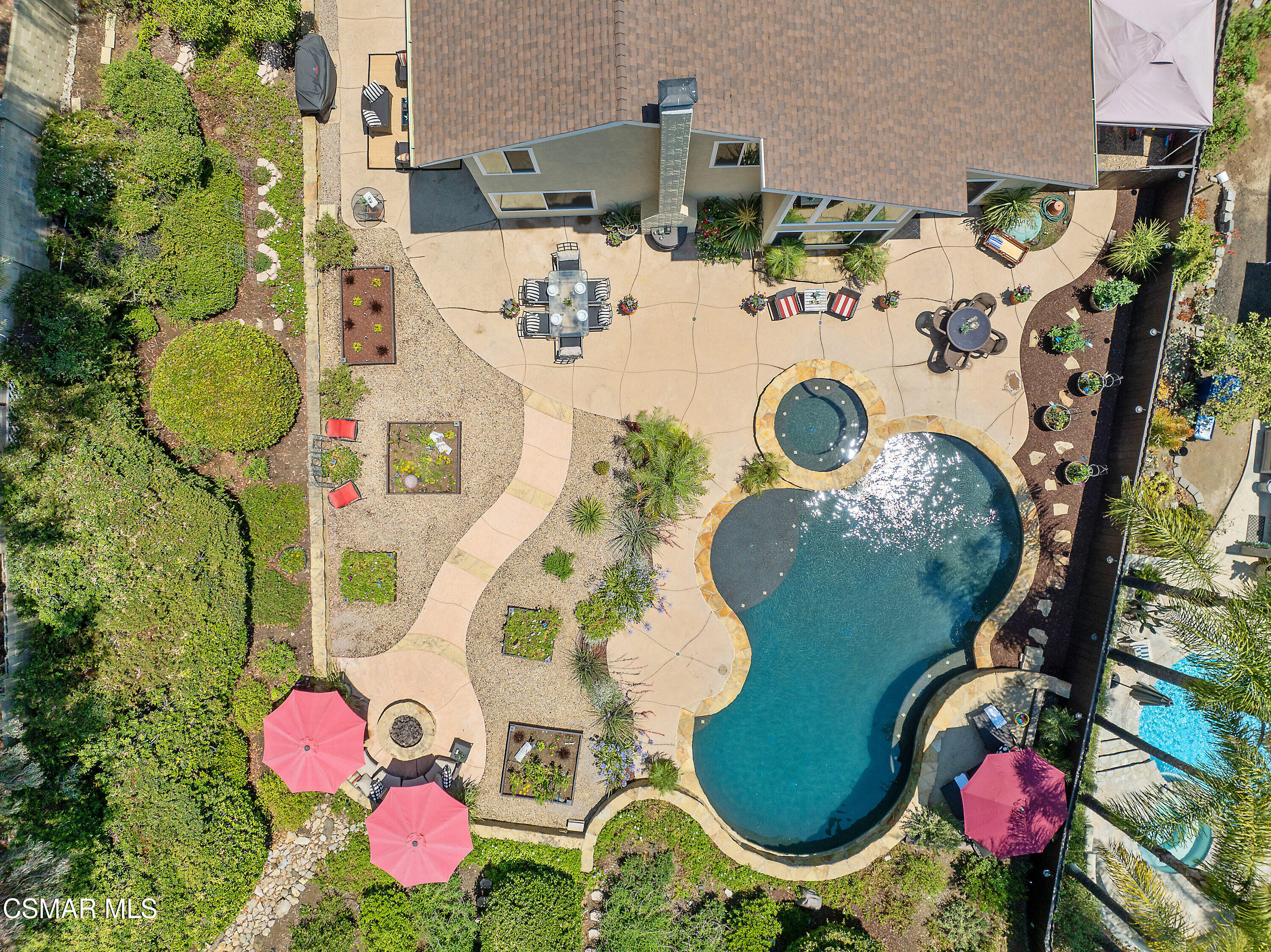 3049 Westridge Circle Thousand Oaks, CA 91360 - Photo 5 of 62 an aerial view of a swimming pool a fire pit and outdoor seating