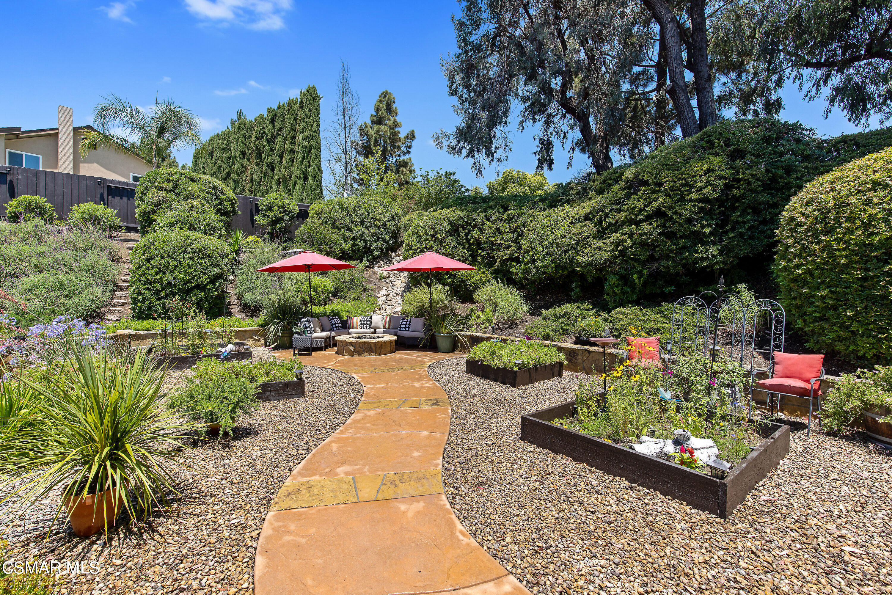 3049 Westridge Circle Thousand Oaks, CA 91360 - Photo 54 of 62 a view of a backyard with plants and a fountain