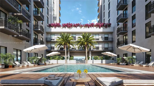 a front view of building with yard