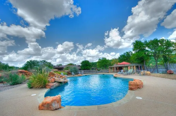 a view of a lake from a yard