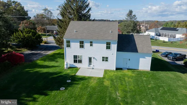 an aerial view of a house