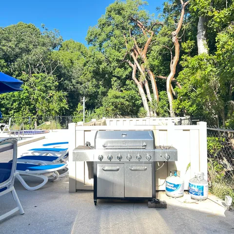 a view of a balcony with an outdoor space