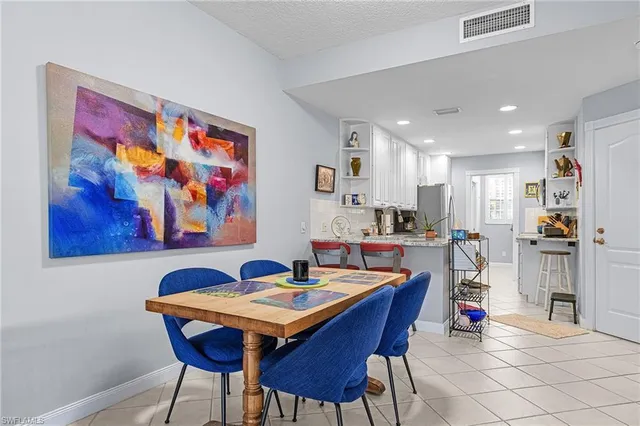 a view of a dining area with furniture