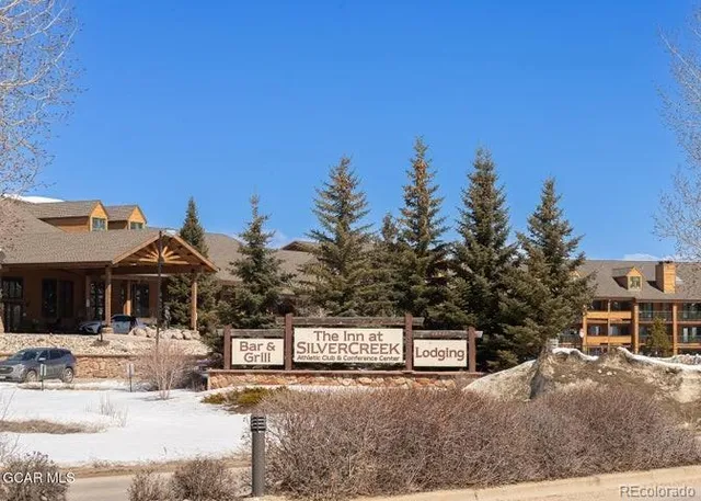 a front view of a building with street