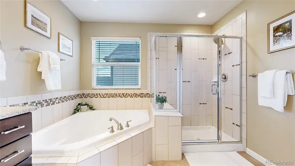 a bathroom with a tub a sink and a shower