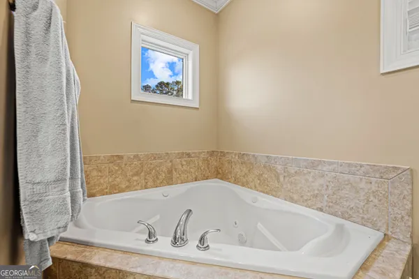 a bathroom with a tub