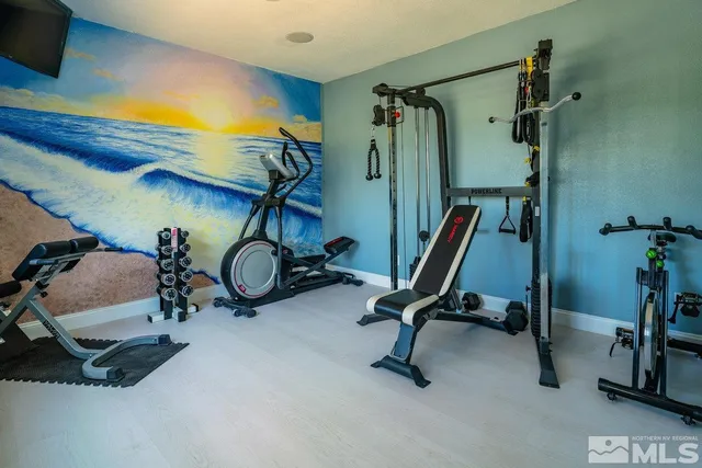 a view of a room with gym equipment