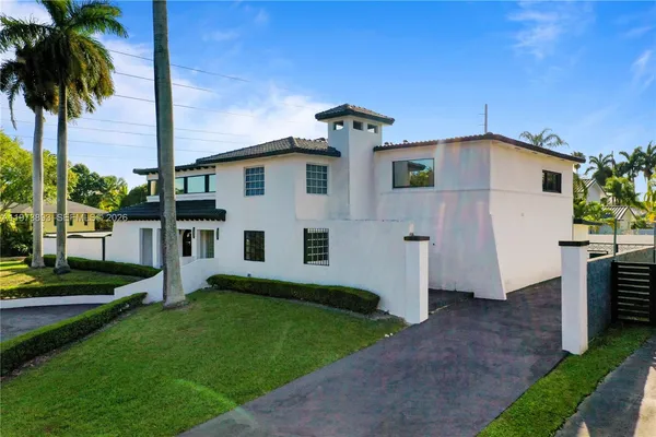 an aerial view of a house