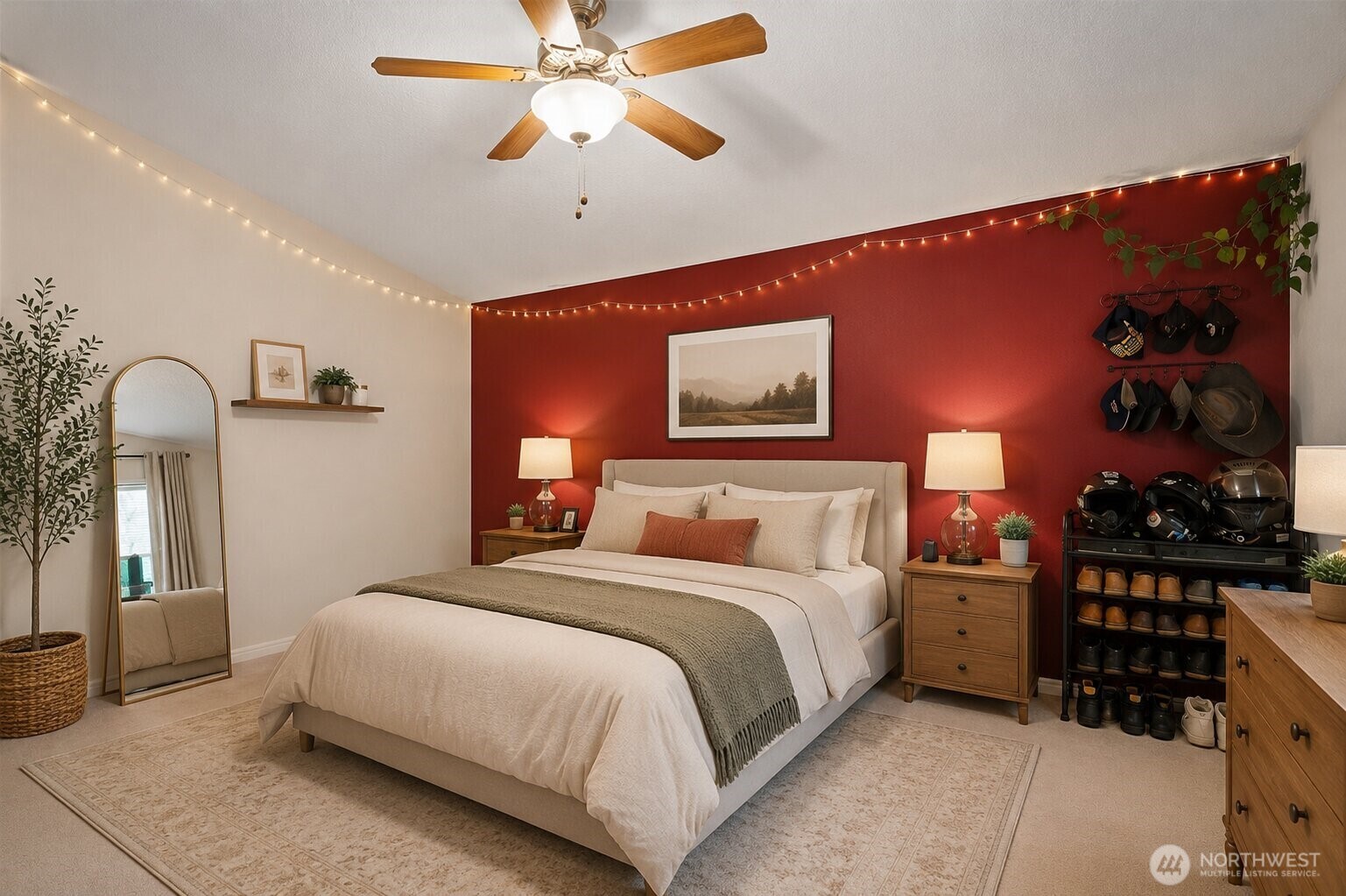 4230 Cody Road Blaine, WA 98230 - Photo 20 of 38 a bedroom with a bed and a chandelier