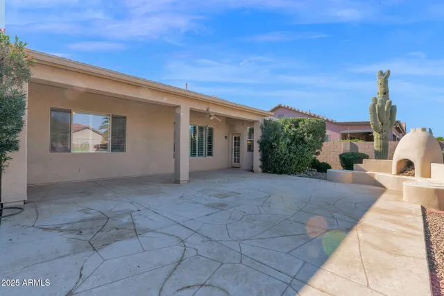 a view of a house with a patio