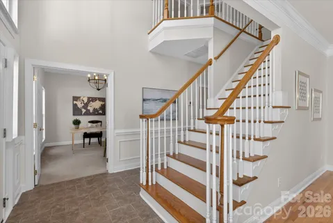 a view of staircase with white walls and white walls