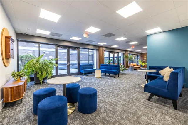 a view of a building with a tree