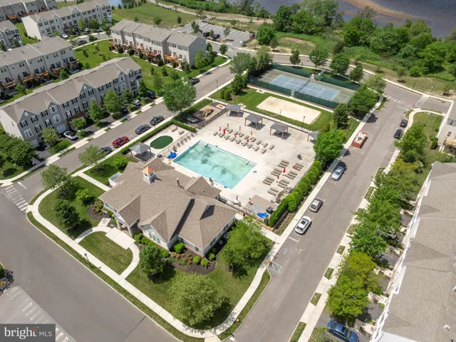 an aerial view of swimming pool and outdoor space
