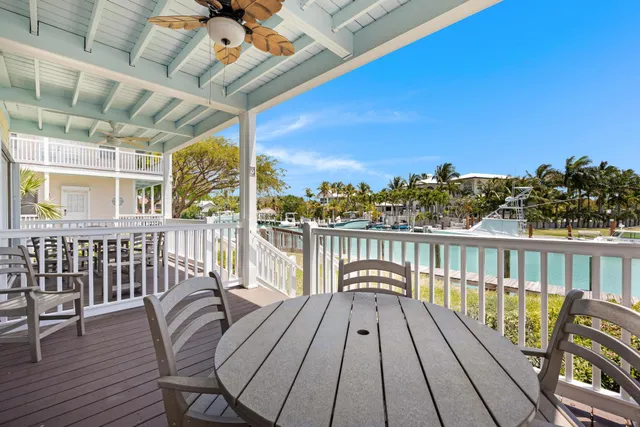 a view of a balcony with chairs
