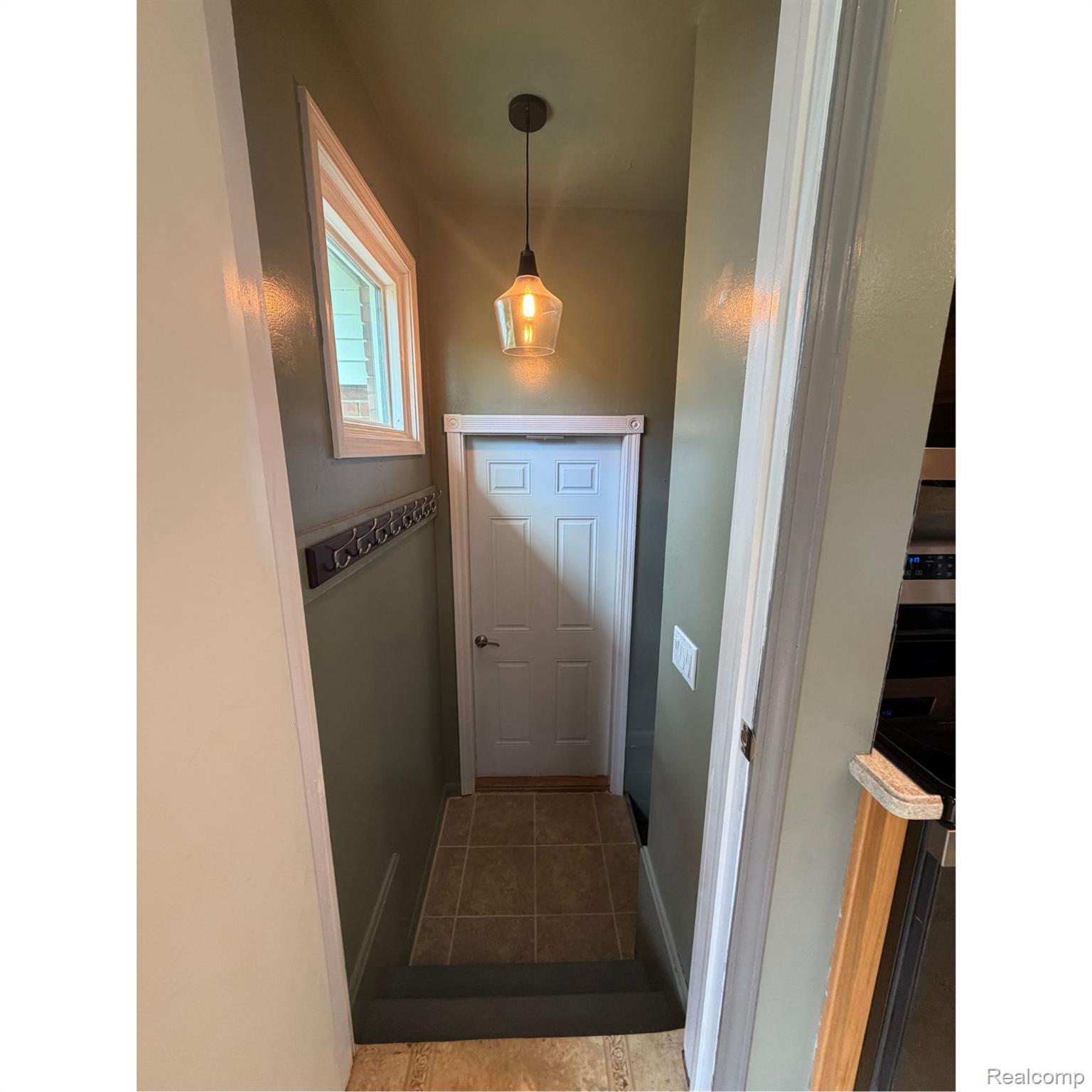 1451 Wilshire Road Haslett, MI 48840 - Photo 29 of 42 Recessed entryway featuring a window, pendant lighting, wall-mounted coat rack