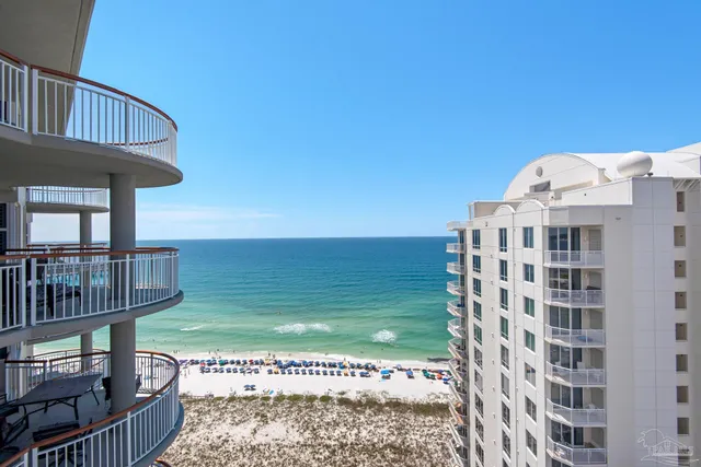 a view of building with ocean view