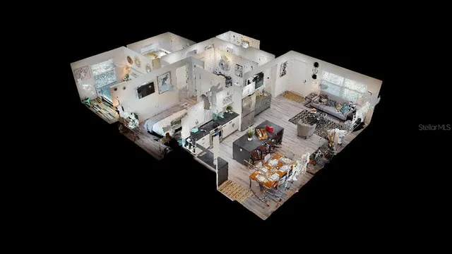 a bed sitting in a bedroom next to a lamp