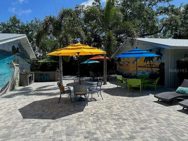 a view of outdoor space yard deck patio and outdoor kitchen