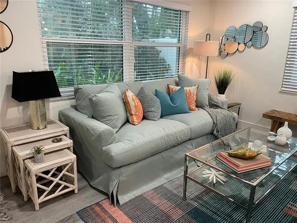 a living room with furniture