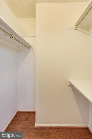 a view of an empty walk in closet