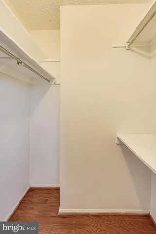 a view of an empty walk in closet