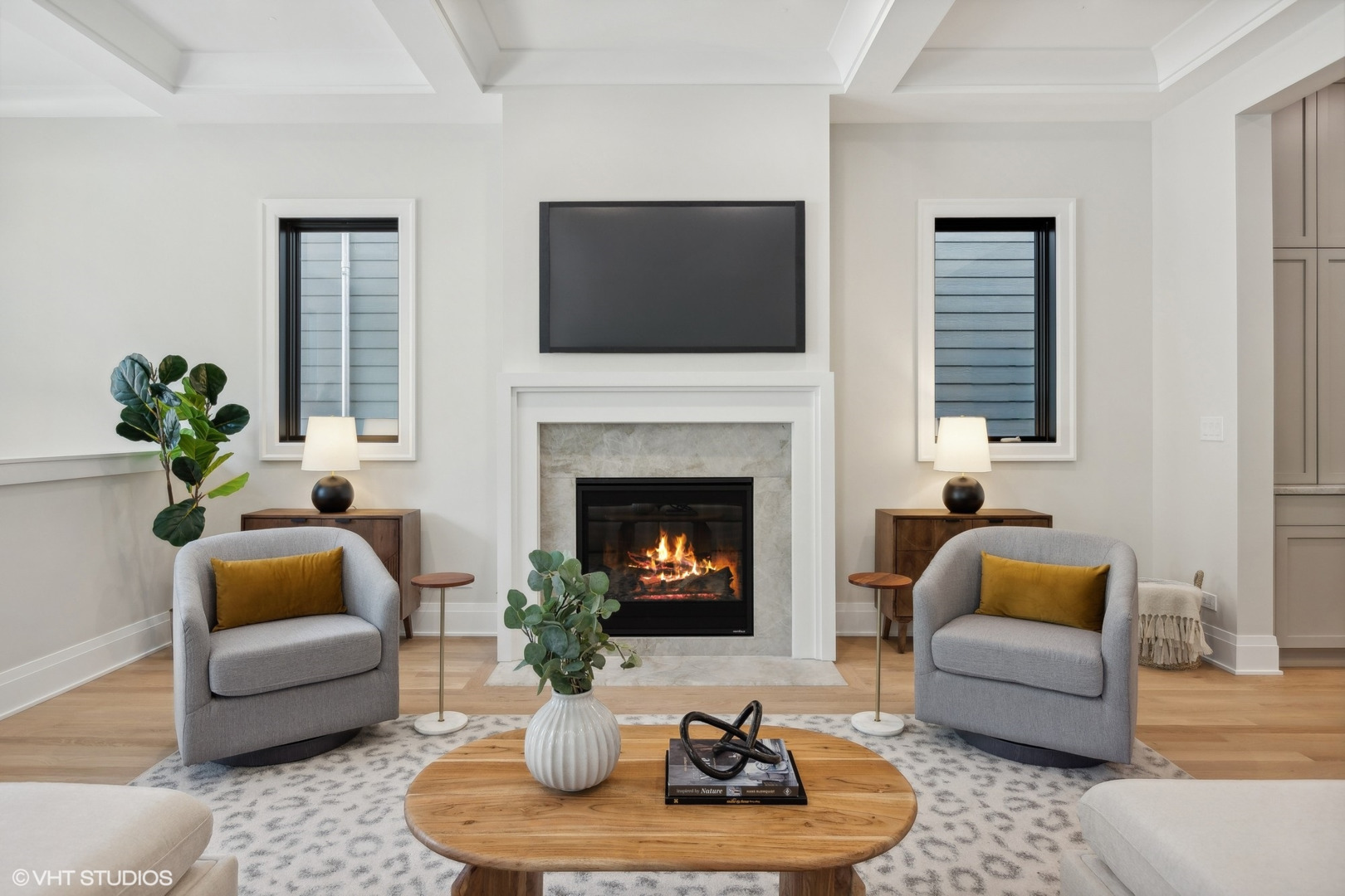1850 West Cuyler Avenue Chicago, IL 60613 - Photo 20 of 58 a living room with furniture and a fireplace