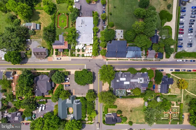an aerial view of swimming pool and outdoor space