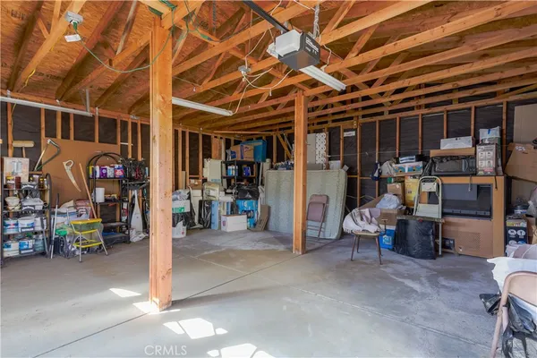 a view of a storage room with racks